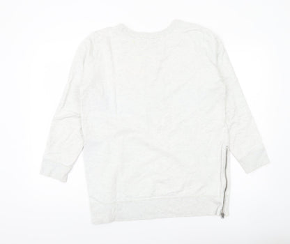 Gap Womens Grey Tunic Sweatshirt M Long Sleeve Zip Graphic Print