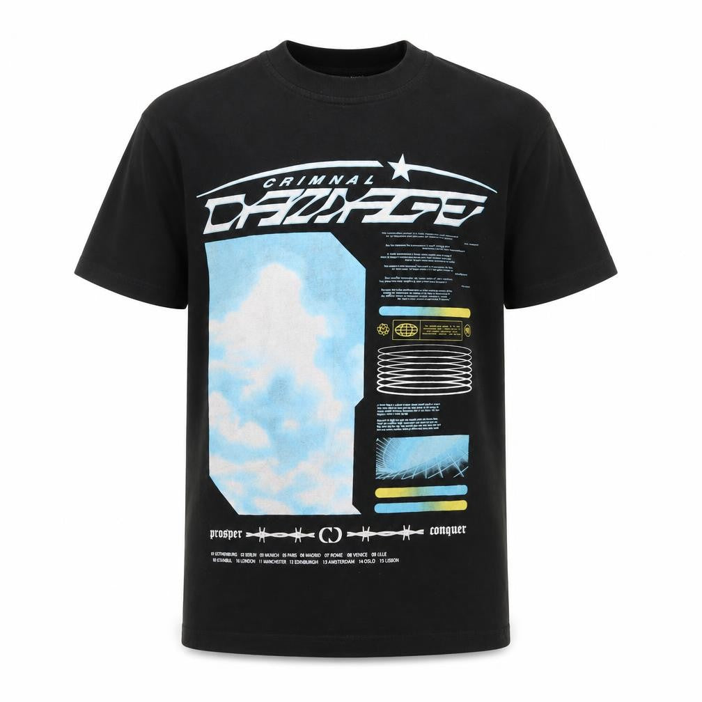 Criminal Damage Men’s Black Graphic Print T-Shirt Size S