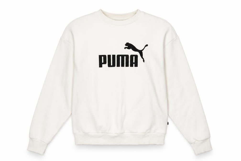 Puma Womens Ivory Pullover Logo Sweatshirt Size 8 Casual