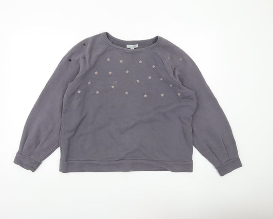 Pure Collection Womens Grey Cotton Star Print Sweatshirt UK 16