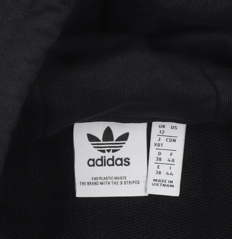 Adidas Womens Black Hoodie Size 12 Pullover Logo Regular Fit