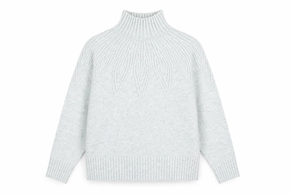 Marks & Spencer Womens Green M Mock Neck Cable Knit Jumper
