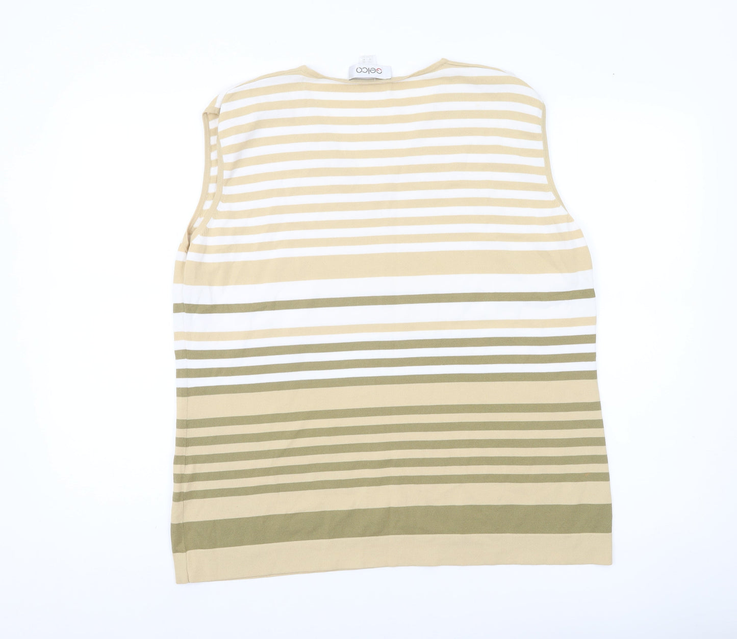 Gelco Womens Beige Striped Sleeveless V-Neck Tank Top Size 20
