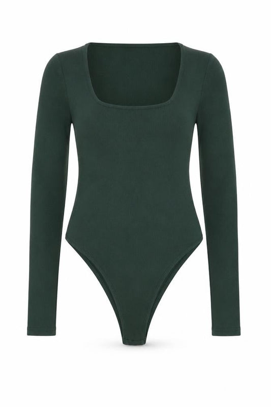 4th & Reckless Women’s Green Square Neck Long Sleeve Bodysuit Size S