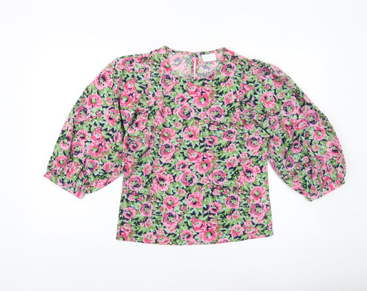 Vila Womens Floral Multicoloured Blouse Size 6 Puff Sleeve