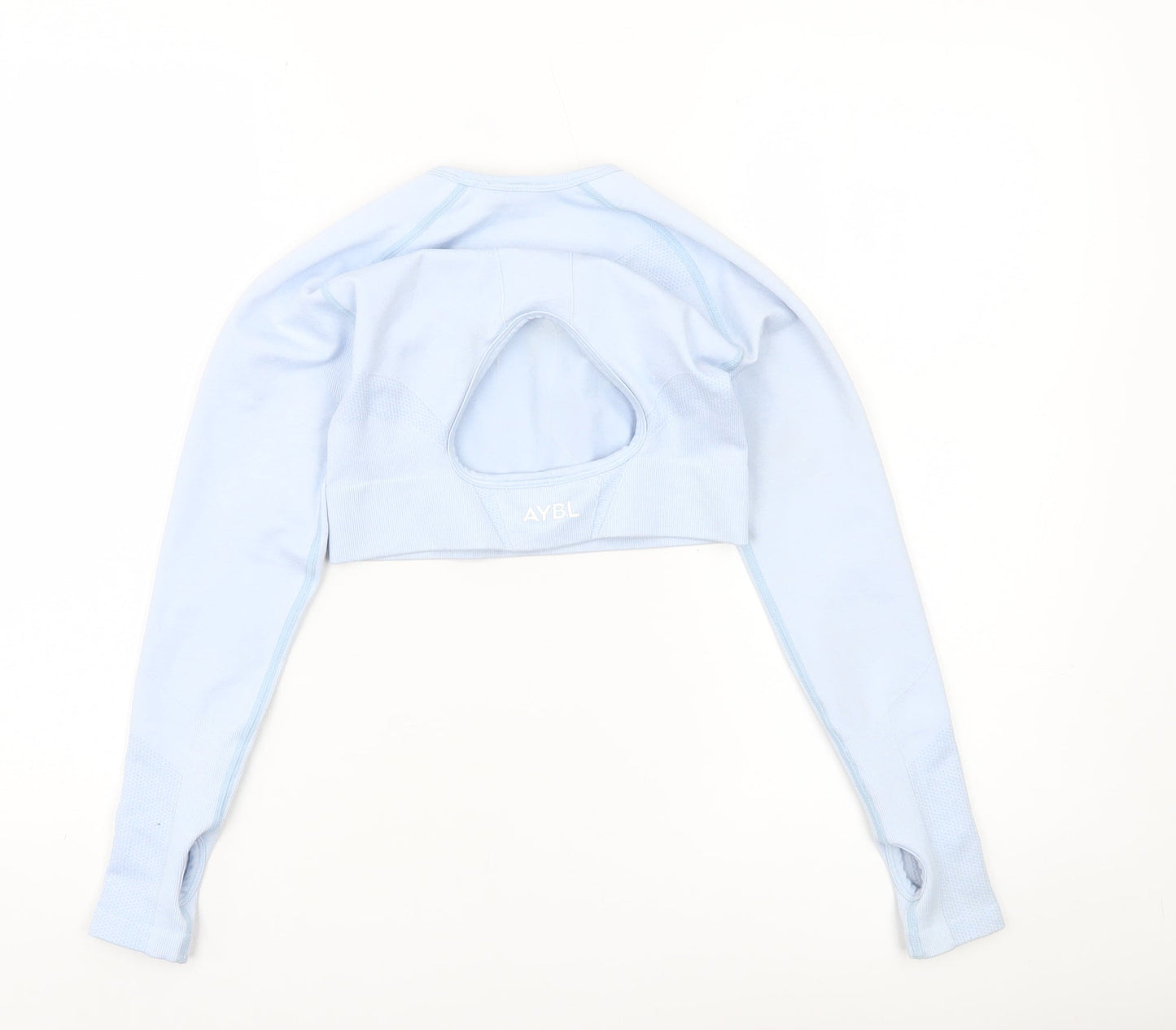 AYBL Women’s Blue Long Sleeve Cropped Gym Top Size S Slim Fit
