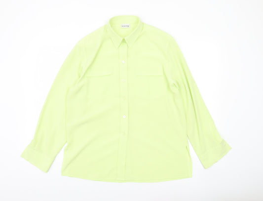 Bianca Womens Green Size 10 Button-Up Shirt Long Sleeve Work Blouse