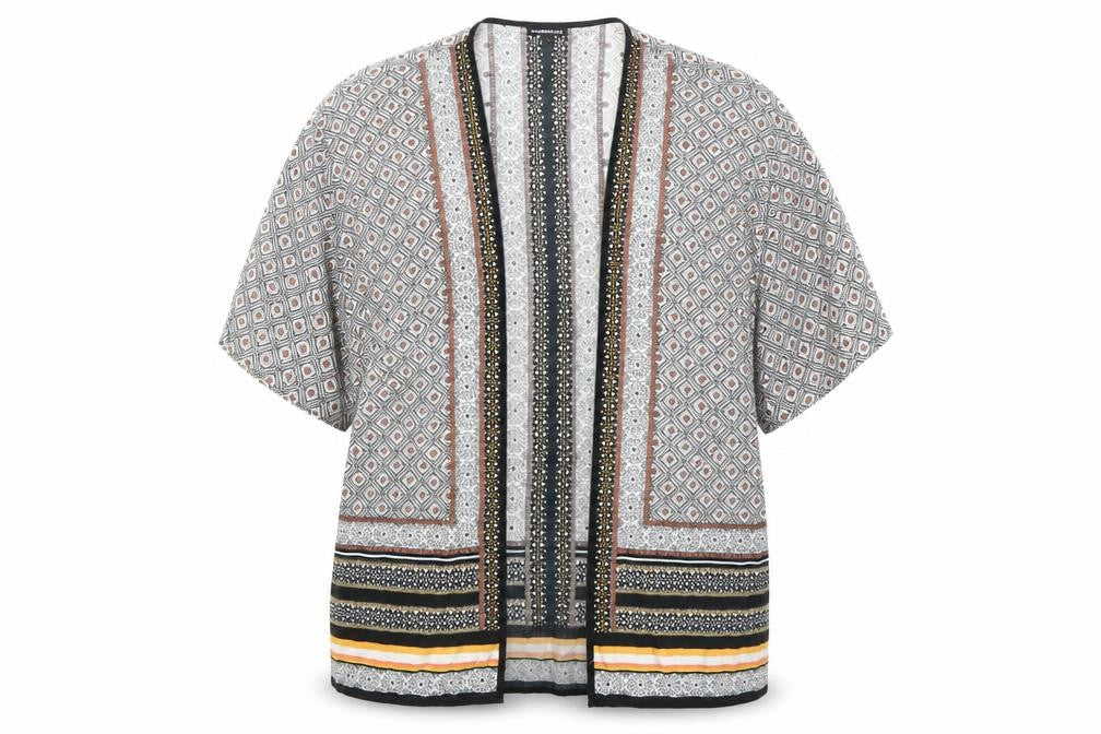 Warehouse Women’s Multicoloured Kimono Blouse Size L Geometric Viscose