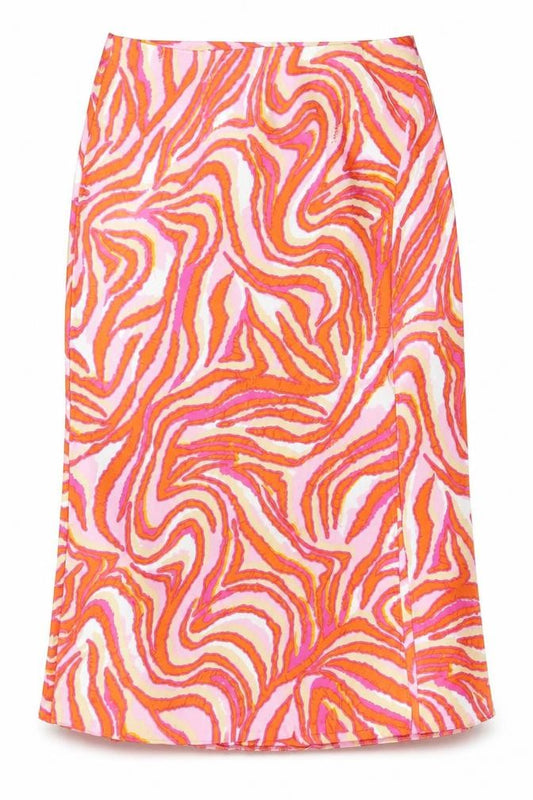 Dunnes Womens Pink Orange Animal Print Pencil Skirt Size 12