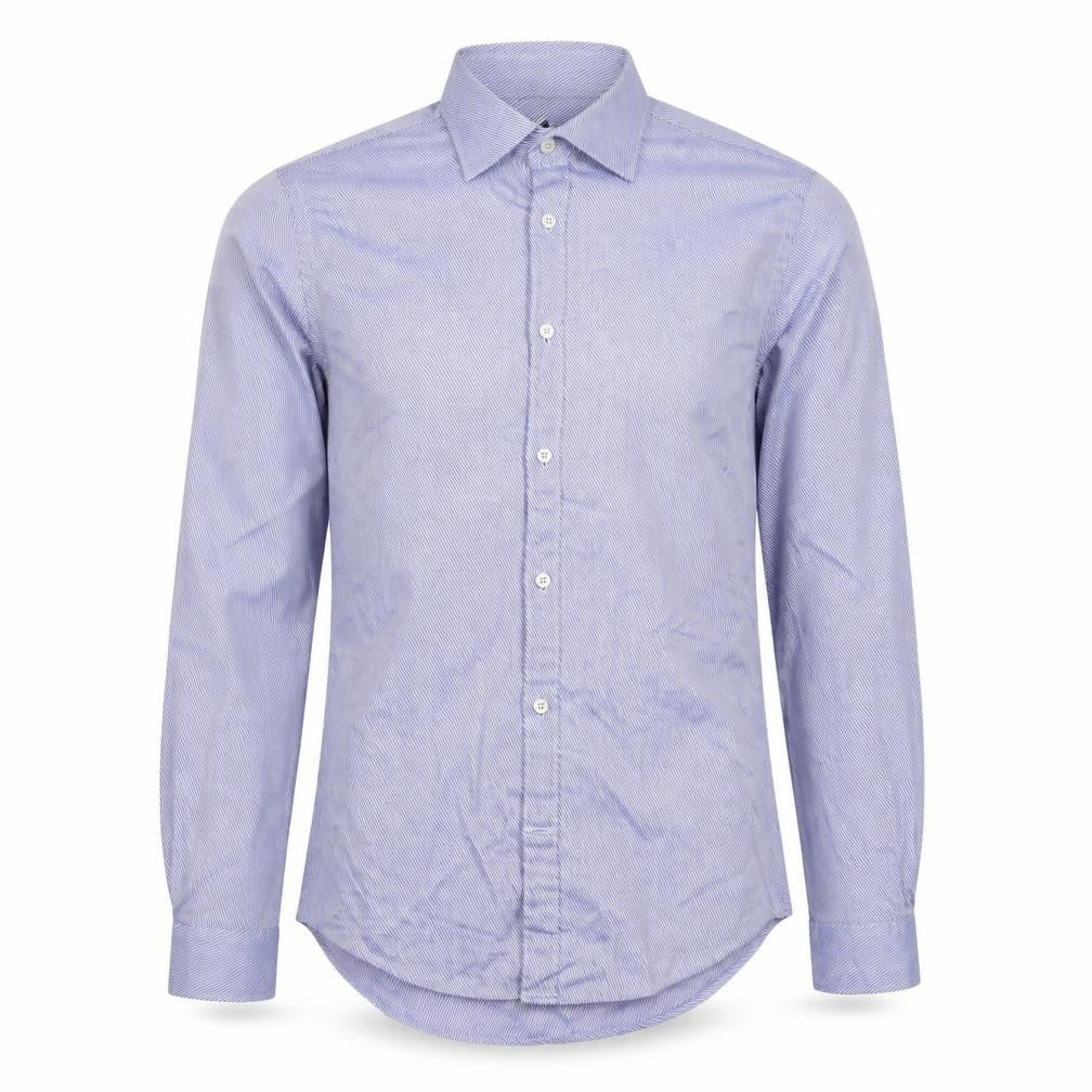 Zara Man Slim Fit Blue Striped Cotton Long Sleeve Shirt S