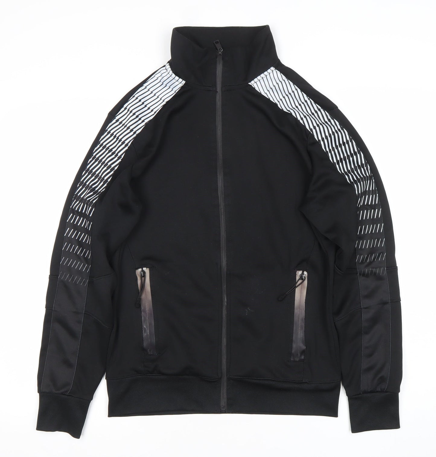 Bershka Men’s Black Full Zip Sweatshirt with Pockets Size S