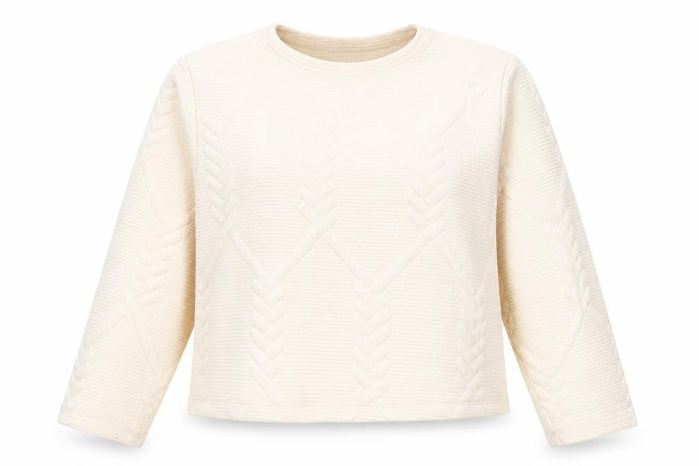 Gallery Women Ivory Long Sleeve Pullover Sweatshirt Medium