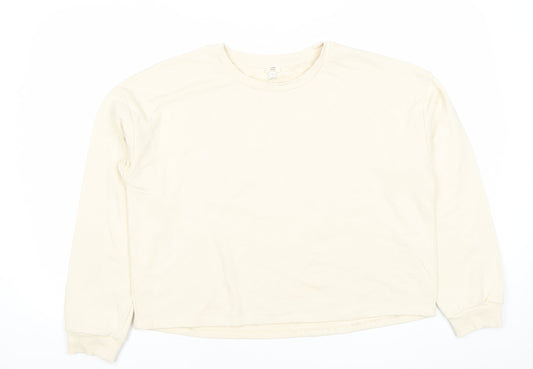 River Island Unisex Adults Beige Sweatshirt M Cotton Casual Crew Neck