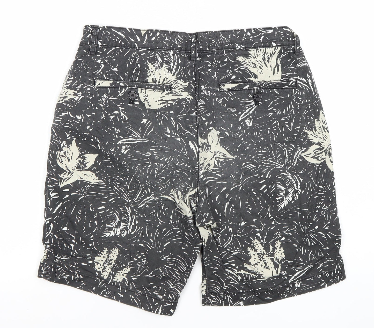 H&M Men’s Black Floral Chino Shorts Size 30R Summer Casual