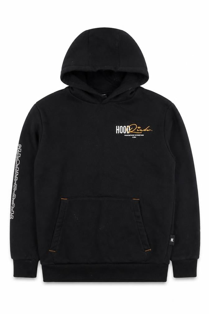 Hoodrich Men’s Black Pullover Hoodie XS Graphic Logo Fleece Streetwear