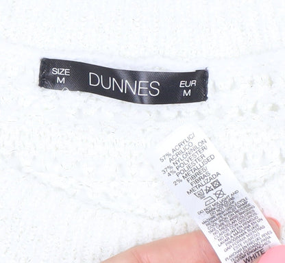 Brand and care label for Dunnes Women’s White Medium Open-Knit jumper M