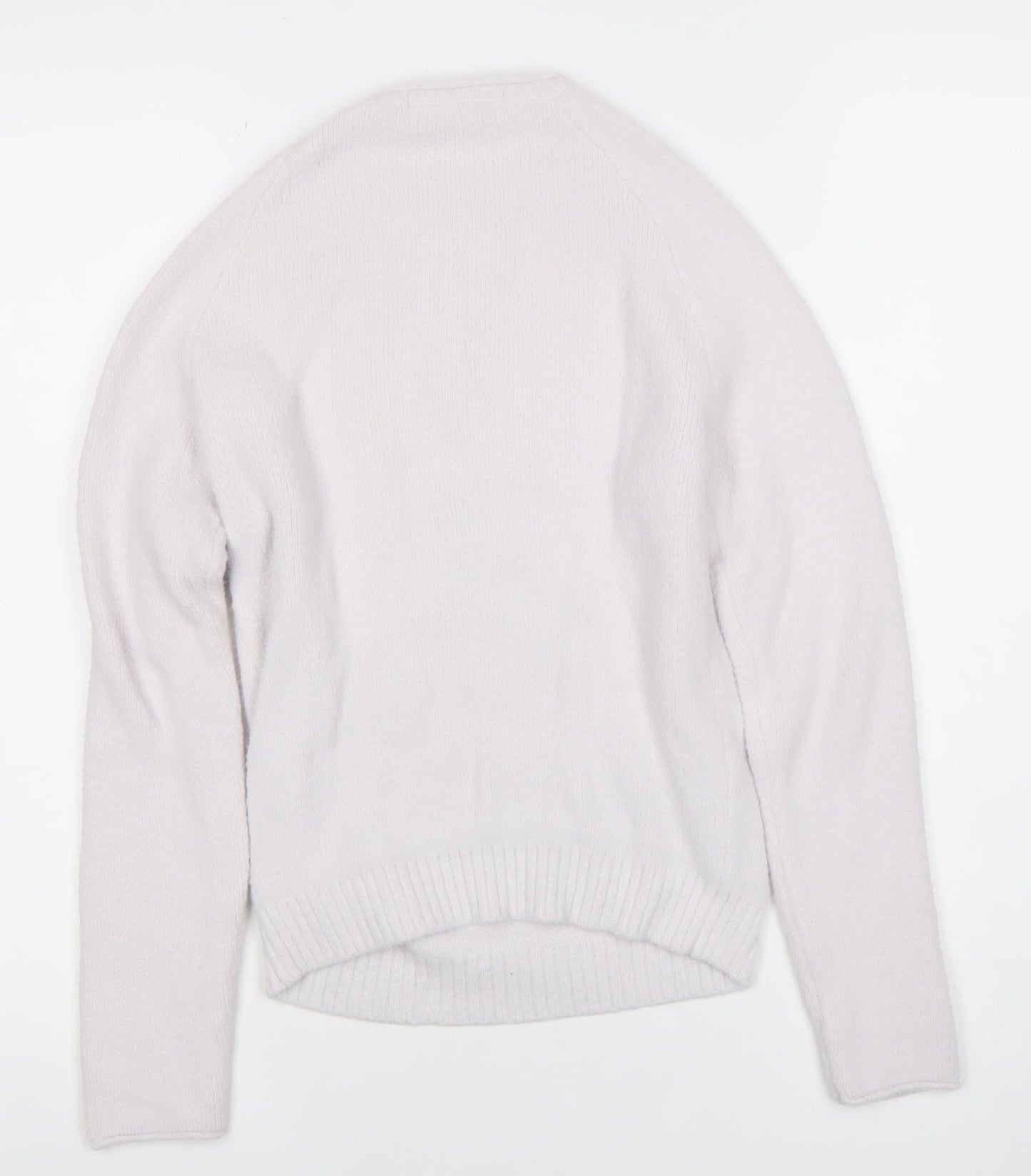 Zara Women Ivory Crew Neck Knit Jumper Size 12 Raglan Sleeve