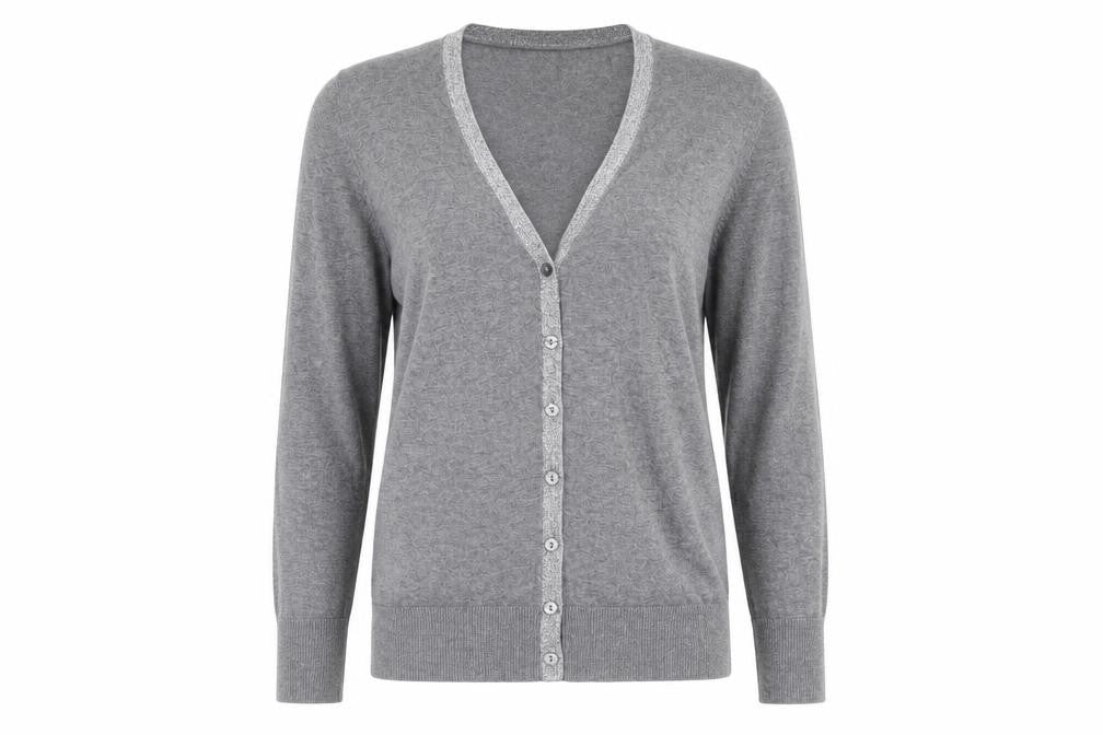 Ann Taylor LOFT Women’s Grey Petite M Cardigan V-Neck Knit Jumper