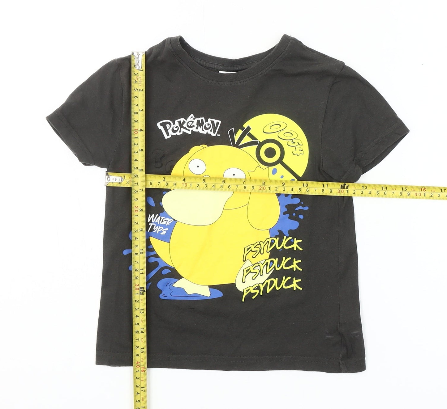 Pokémon Boys Black Psyduck Graphic T-Shirt 4-5 Years Short Sleeve