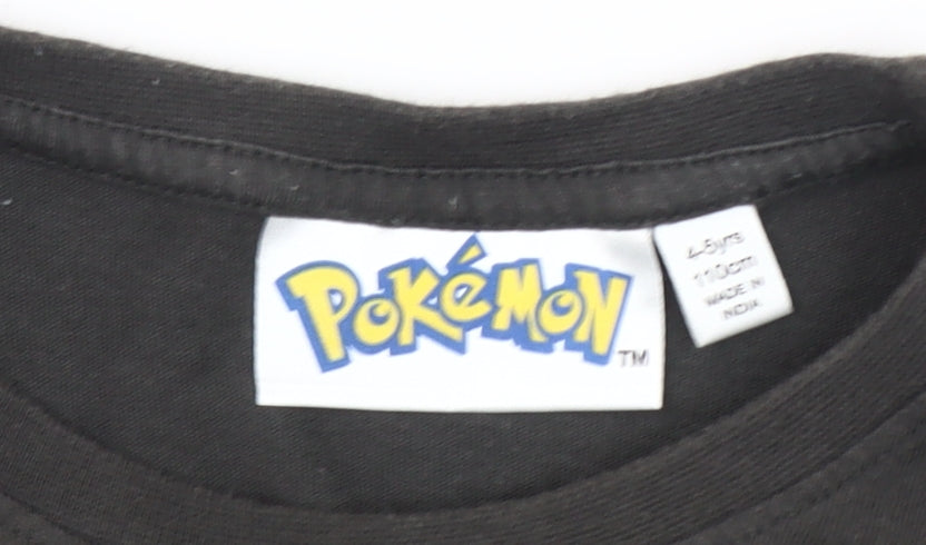 Pokémon Boys Black Psyduck Graphic T-Shirt 4-5 Years Short Sleeve