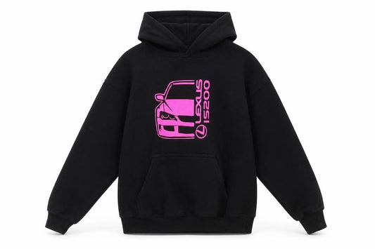 Gildan Girls Black Hoodie M Pullover Lexus IS200 Graphic Print Car Motif