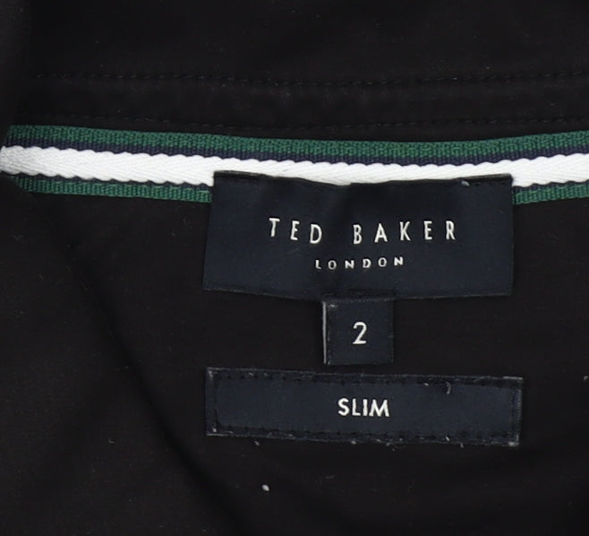 Ted Baker Men's Black Polo Shirt Slim Fit Size S Short Sleeve Cotton