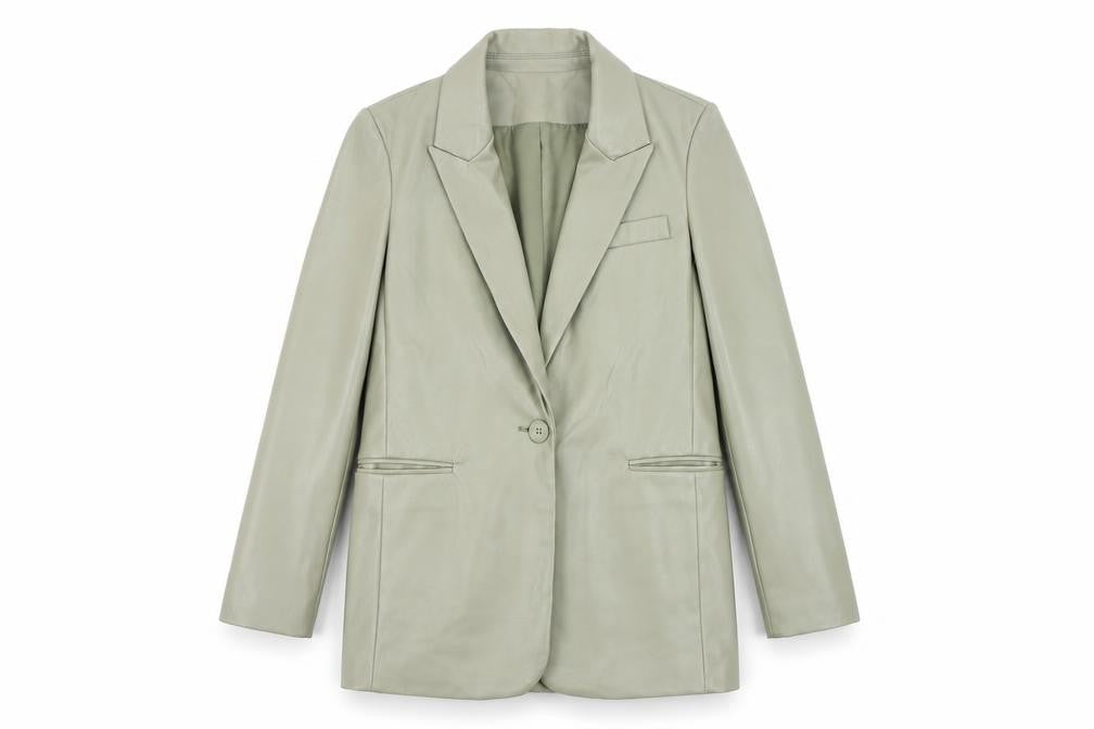 Primark Women’s Green Faux Leather Blazer Jacket Size 8