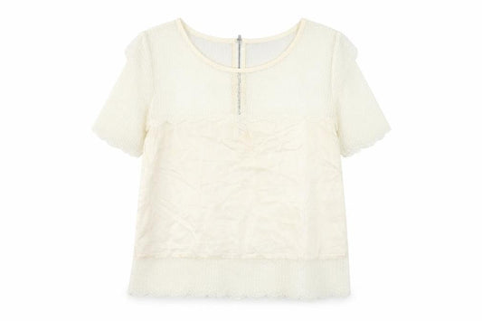 The Kooples Womens Ivory Lace Blouse XL Tunic Style Casual Top