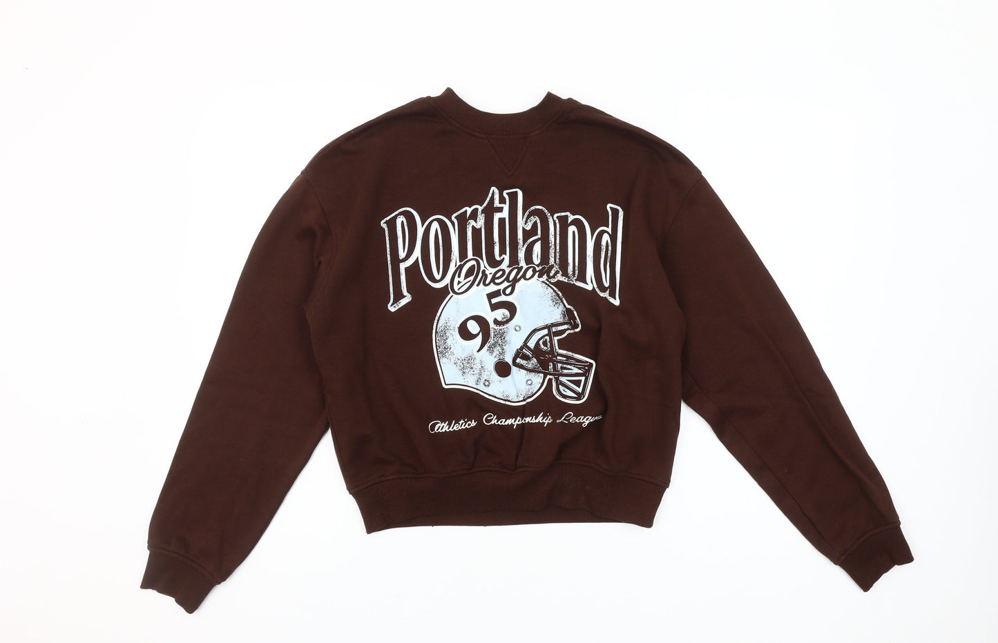 H&M Women’s Brown Portland Graphic Pullover Sweatshirt S