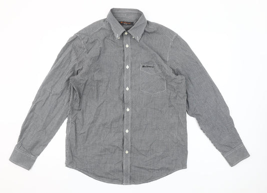 Ben Sherman Men's Black Check Button-Up Long Sleeve Shirt M