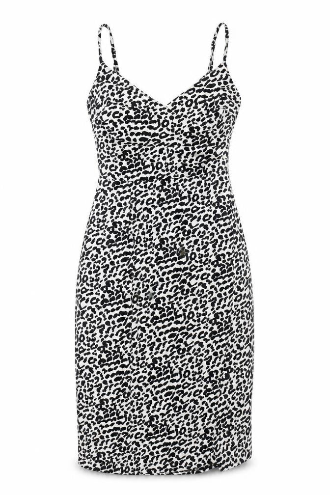 New Look Women’s Petite Black Leopard Print Knee Length Slip Dress UK 4
