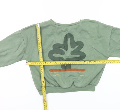 Back view of Dunnes girls’ green pullover sweatshirt 4-5 years nature print