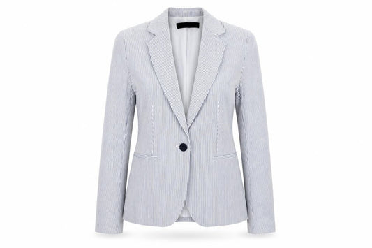 Zara Women Blue Striped Blazer Size 8 Slim Fit One Button