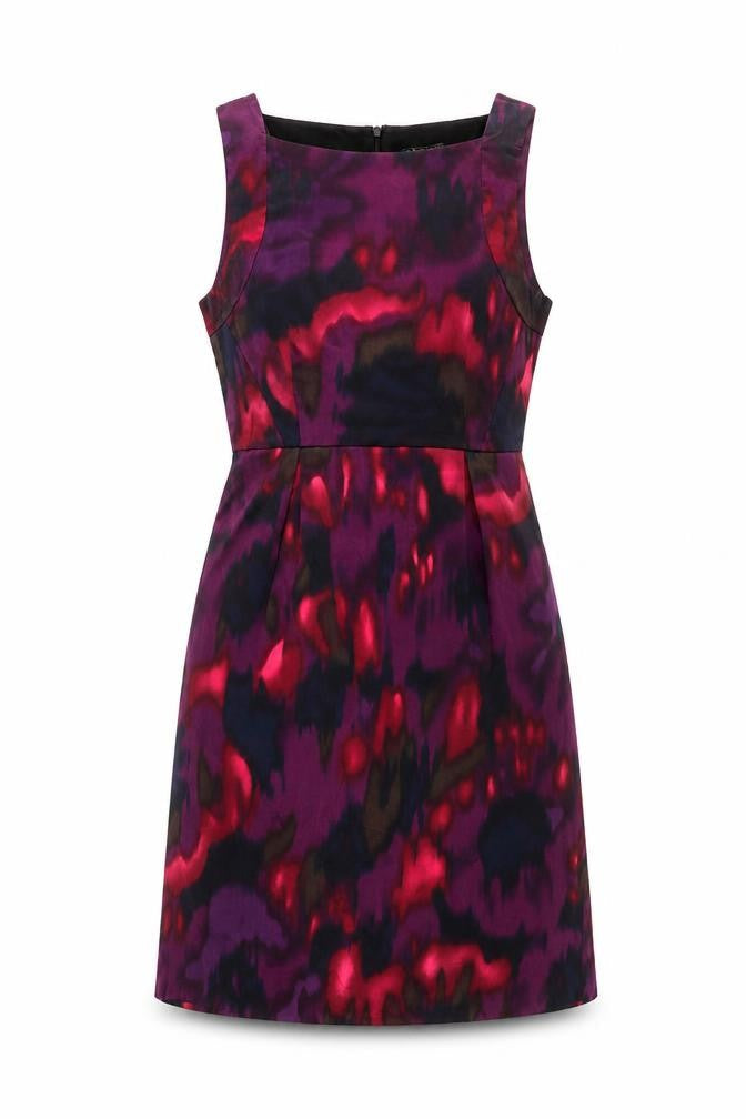 Theory Women’s Purple Tie Dye Silk Sheath Dress Size 10 Party Cocktail