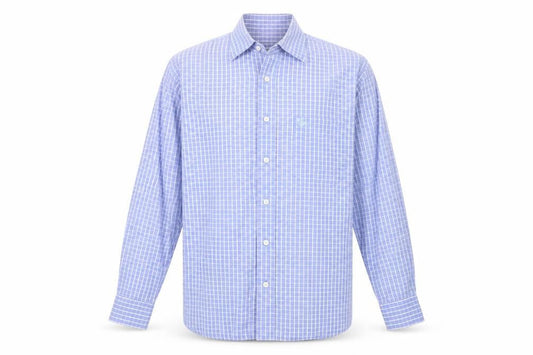 Marco Capelli Men's Blue Medium Check Long Sleeve Button-Up Shirt
