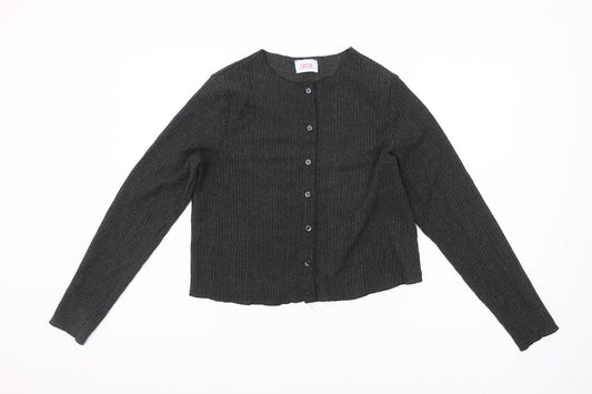 Savida Womens Grey Button-Up Top Size 12 Long Sleeve Knitwear