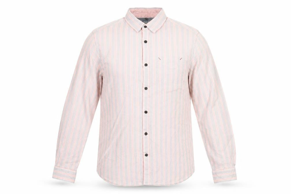 John Rocha Men’s Pink Striped Cotton Button-Up Shirt L Casual