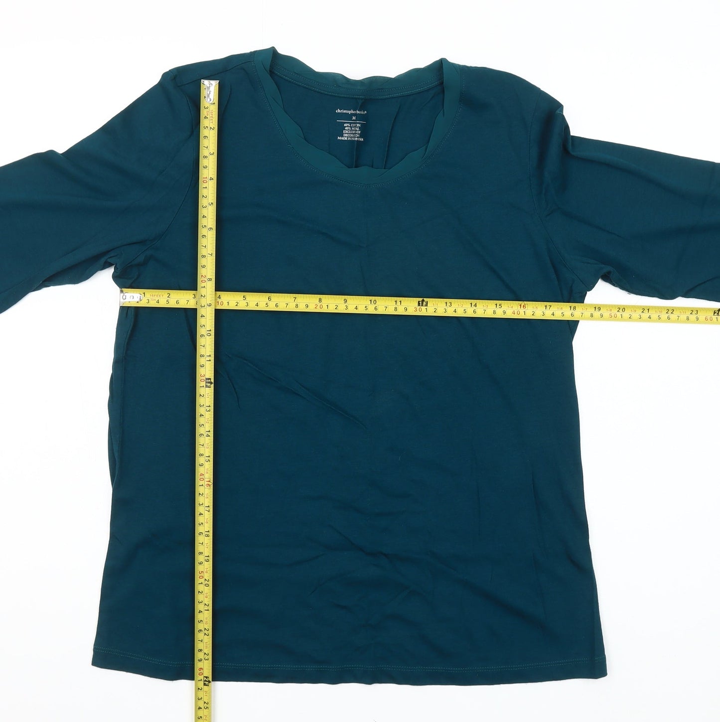 Christopher & Banks Women's Blue Scoop Neck 3/4 Sleeve T-Shirt Size M