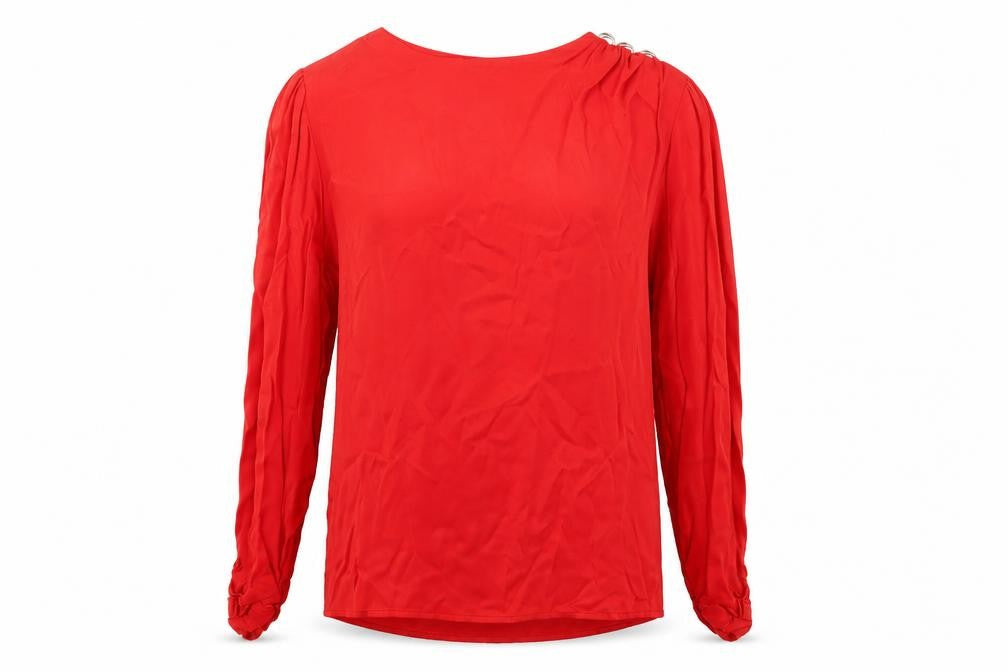 Savida Women’s Red Long Sleeve Blouse Size 12 Viscose Top
