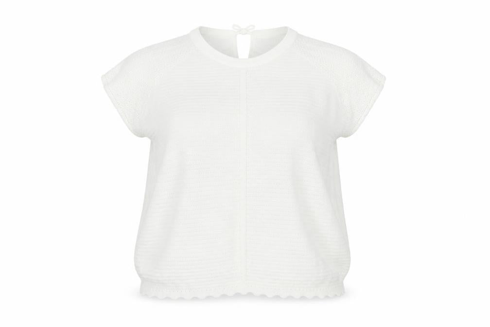 Gallery Women’s White Knit Pullover Jumper Size M Cap Sleeve