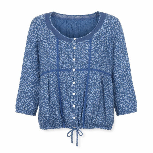 Springfield Women’s Blue Floral Cotton Tunic Blouse Size 14