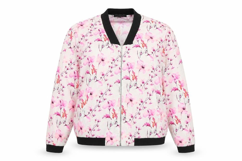 Front view of Atmosphere women’s multicoloured floral bomber jacket uk 10