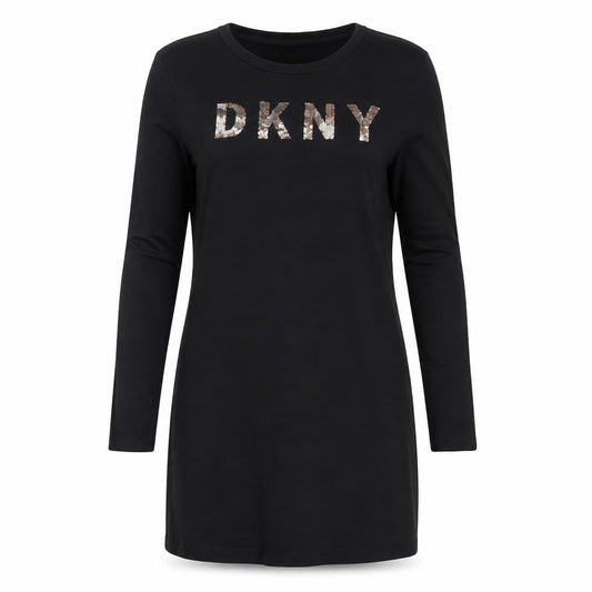 DKNY Women’s Black Sequin Logo T-Shirt Dress Size S