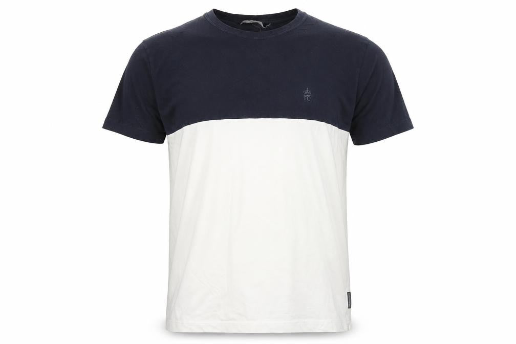 French Connection Men’s Blue White Colourblock T-Shirt Size L