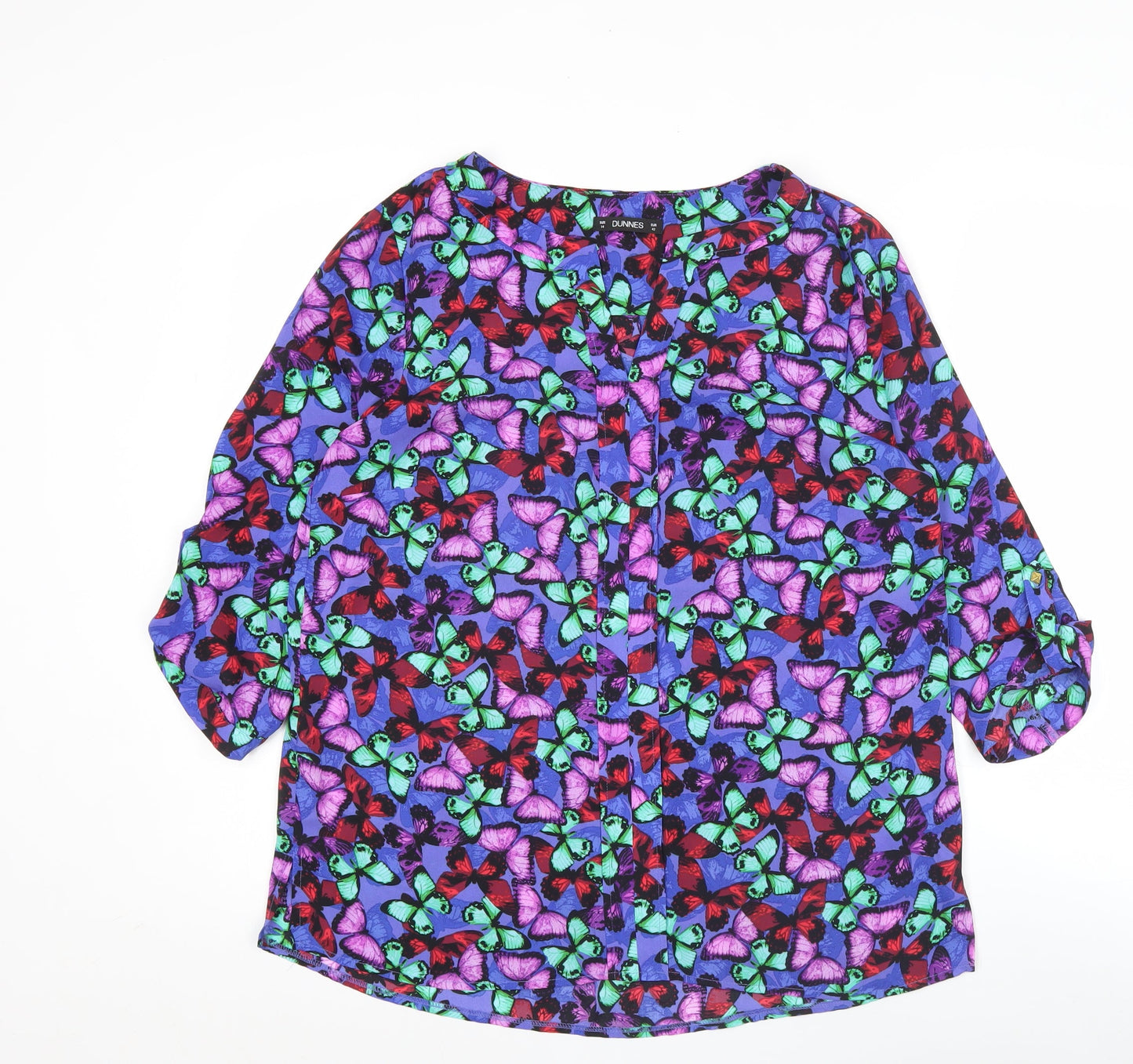 Dunnes Womens Multicoloured Butterfly Blouse Size 14 Tunic Top