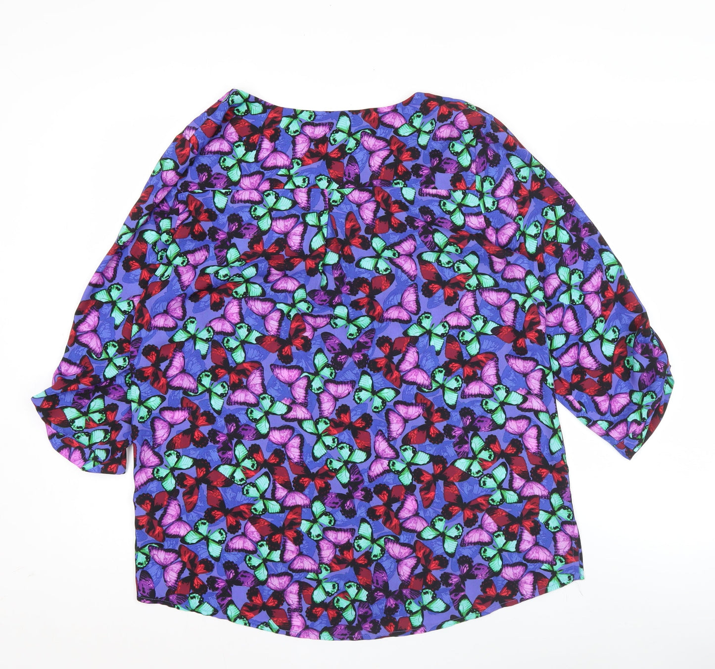 Dunnes Womens Multicoloured Butterfly Blouse Size 14 Tunic Top