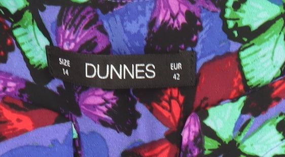 Dunnes Womens Multicoloured Butterfly Blouse Size 14 Tunic Top
