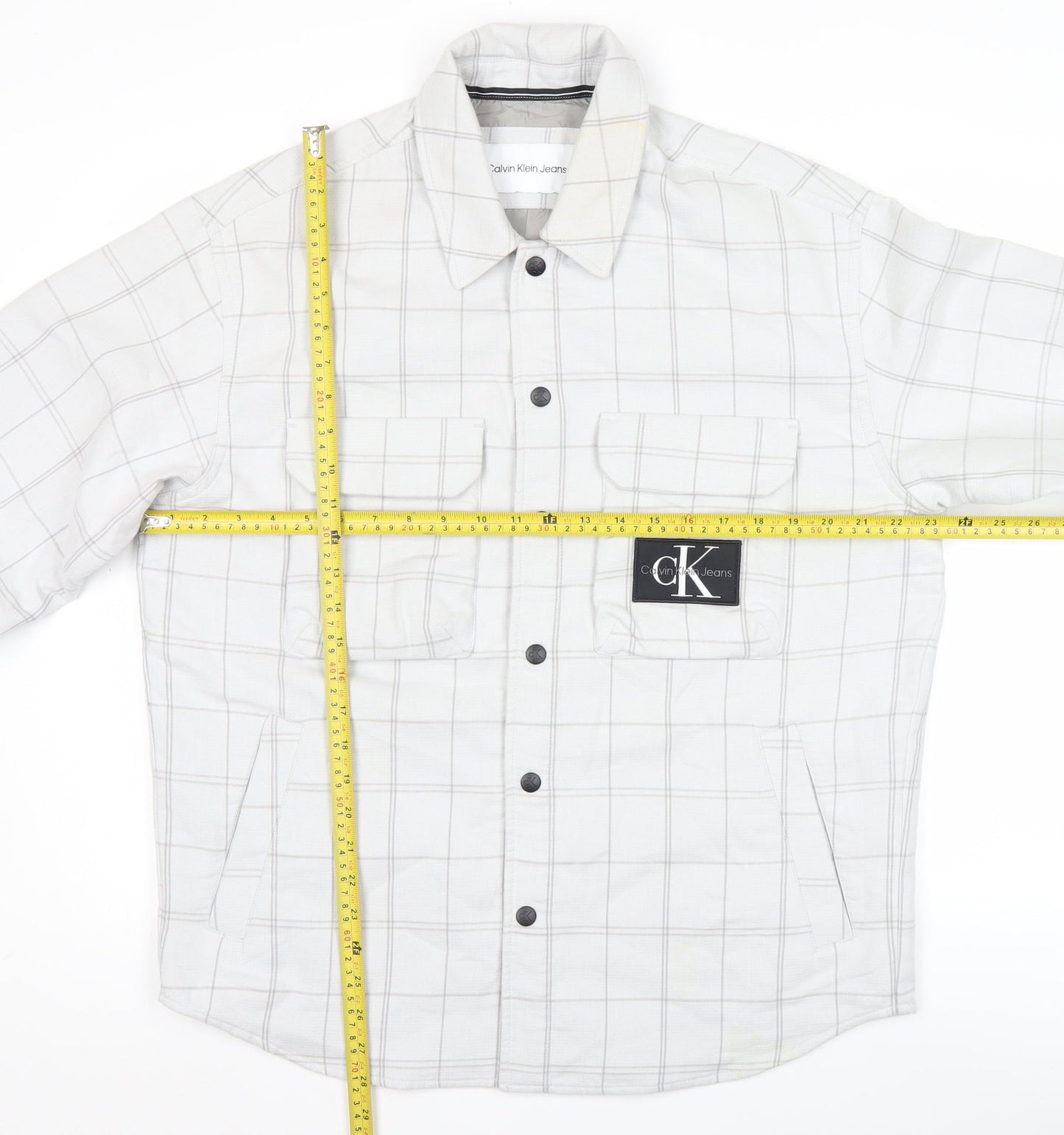 Calvin Klein Jeans Men's White Check Cotton Jacket Size S