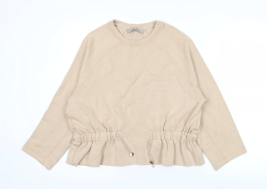 Paul Costelloe Living Women’s Beige Sweatshirt Size 12 Drawstring Hem