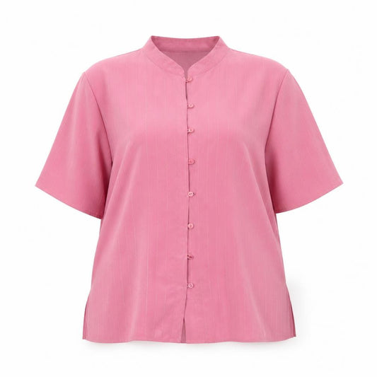 Marks and Spencer Women’s Pink Button-Up Shirt UK 14 Short Sleeve